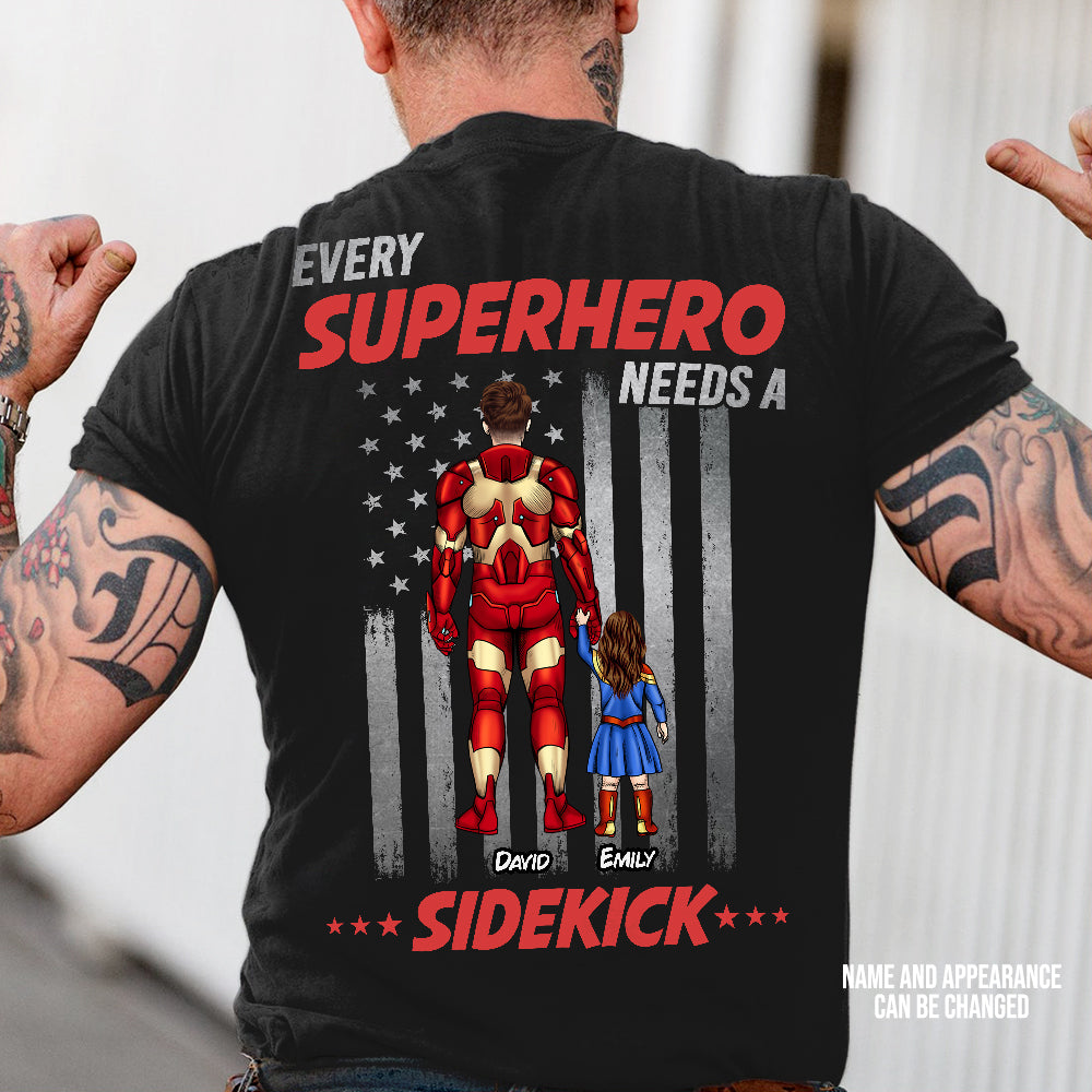 Every Super Dad Needs A Sidekick Personalized Shirt - Gift For American Dad - Shirts - GoDuckee