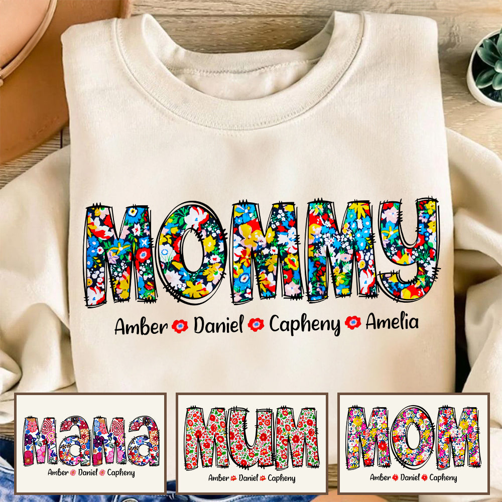 Personalized Gifts For Mom Shirt, Adorable Floral Grandkids 012ACDT290325 - Shirts - GoDuckee