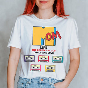 Cassette Mom Life, Mix Of Chaos And Love, Personalized Shirt, Mother's Day Gift - Shirts - GoDuckee