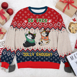 Is This Jolly Enough - Angry Cats - Knitted Ugly Sweater - Gifts For Cat Lover - AOP Products - GoDuckee
