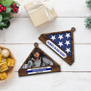 Personalized Memorial Ornament For Police, Folded Flag 01qhqn241024 - Ornament - GoDuckee