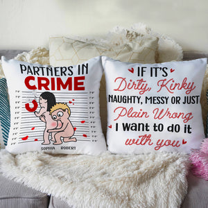 Partners In Crime, Gift For Couple, Personalized Pillow, Funny Couple Pillow, Couple Gift - Pillow - GoDuckee