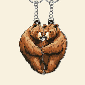 Personalized Bear Couple Keychains, Couple Gift - Keychains - GoDuckee