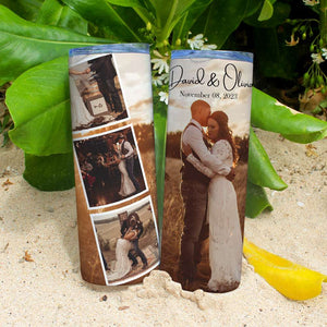 Custom Couple Photo, Personalized Skinny Tumbler, Vintage Couple Tumbler Gift For Him/Her - Tumbler Cup - GoDuckee