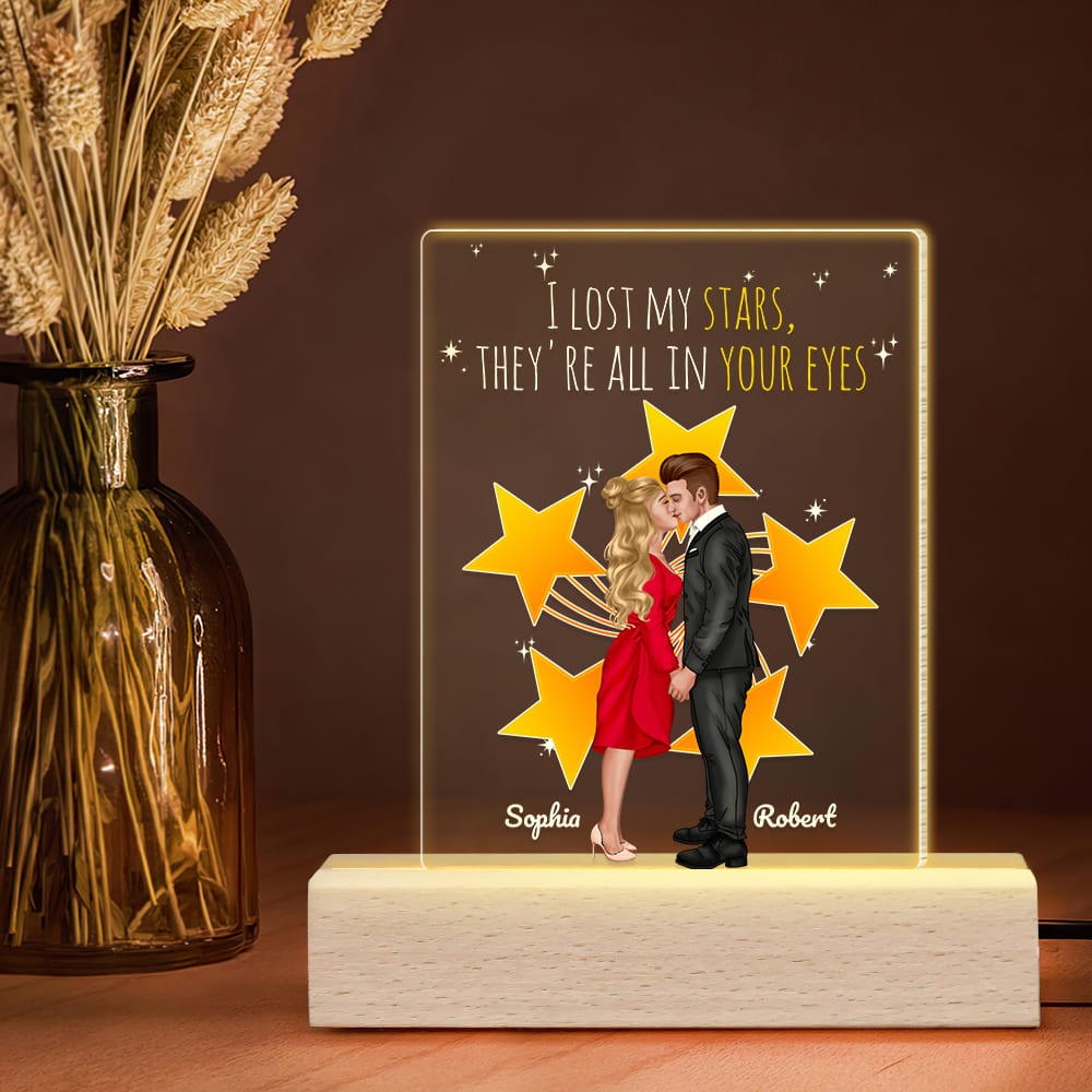 I Lost My Stars, They're All In Your Eyes, Personalized 3D Led Light, Valentine Gifts, Couple Gifts - Led Night Light - GoDuckee
