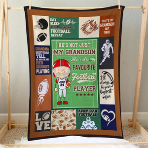 He's Not Just My Son, Gift For Son, Personalized Blanket, Football Player Grandson Blanket - Blanket - GoDuckee