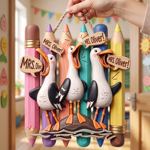 Cute Beachy Seagull Wood Sign - Personalized Gift For Teachers 02HUQN080826 - Wood Sign - GoDuckee