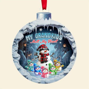 Personalized Gifts For Grandma Christmas Ornament 01qhtn131124 Cute Snowmies My Grandkids Melt My Heart-Homacus