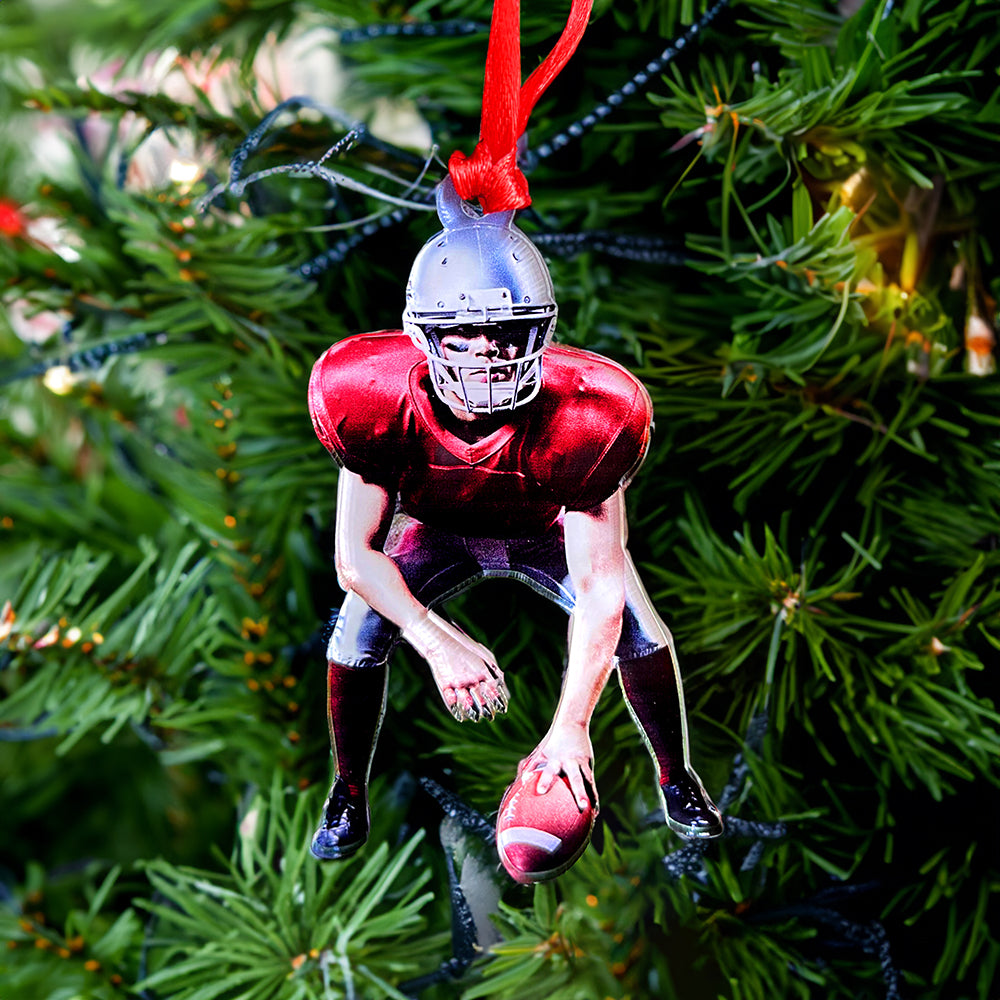 Personalized Custom Photo Ornament, Christmas Gift For Football Lover- Football Ornament-TT - Ornament - GoDuckee