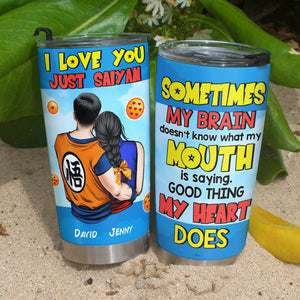 Sometimes My Brain Doesn't Know What My Mouth Is Saying, Personalized Couple Tumbler 01QHHN230623HH - Tumbler Cup - GoDuckee