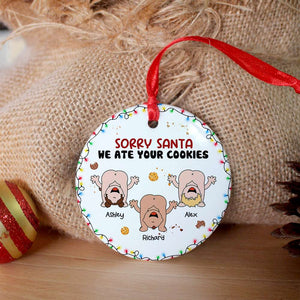 Sorry Santa, We Ate Your Cookie, Gift For Kids, Personalized Ceramic Ornament, Baby Butt Ornament, Christmas Gift - Ornament - GoDuckee