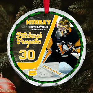 Custom Photo Gifts For Ice Hockey Player Christmas Ornament 05ACDT191024 - Ornament - GoDuckee