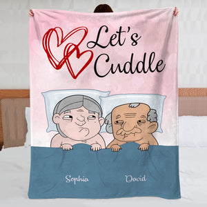 Let's Cuddle Personalized Funny Old Couple Blanket, Couple Gift - Blanket - GoDuckee