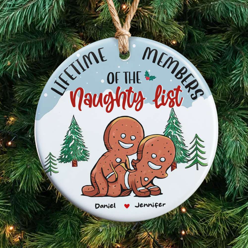 Lifetime Members Of The Naughty List, Couple Gift, Personalized Ceramic  Ornament, Funny Couple Cookie Ornament, Christmas Gift - Limotees