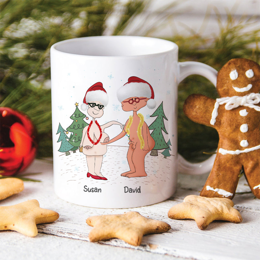 I Promise To Grab You Boobs Mug, Santa Couple, Old Couple Christmas Mug,  Gifts For Couple, Funny Gifts For Mom Dad Custom Gifts For Marriage Couple  Old Couple Coffee Mug 