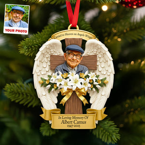 Angle Wings Christmas Ornament Custom Photo Gifts For Heaven 03HUDT120925 - Ornament - GoDuckee