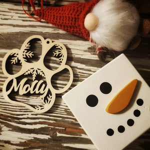 Dog Paw Snowflake, Personalized Wood Ornament, Pet Christmas Ornament, Gift For Dog Moms, Cat Moms - Ornament - GoDuckee