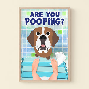 Personalized Gifts For Dog Moms Dog Dads 02HUPU060824 Funny Dog On Toilet - Poster & Canvas - GoDuckee