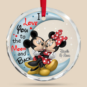 Personalized Gifts For Couple Crystal Ornament, Cartoon Mouse Couple 04NATN120824 - Ornament - GoDuckee