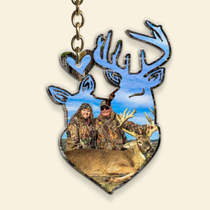 Custom Deer Hunter Couple Photo Personalized Keychain, Gift For Hunting Lover - Keychains - GoDuckee