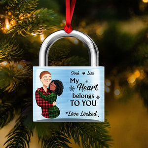 My Heart Belongs To You, Couple Gift, Personalized Acrylic Ornament, Locked Couple Ornament, Christmas Gift - Ornament - GoDuckee