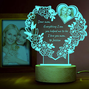 I Love You Mom, Personalized Led Night Light Wood Base, Gifts For Mom 01DTDT050124 - Led Night Light - GoDuckee