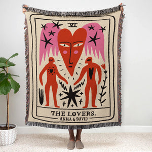 Personalized Tarot Couple Woven Blanket, Gift For Couple - Blanket - GoDuckee