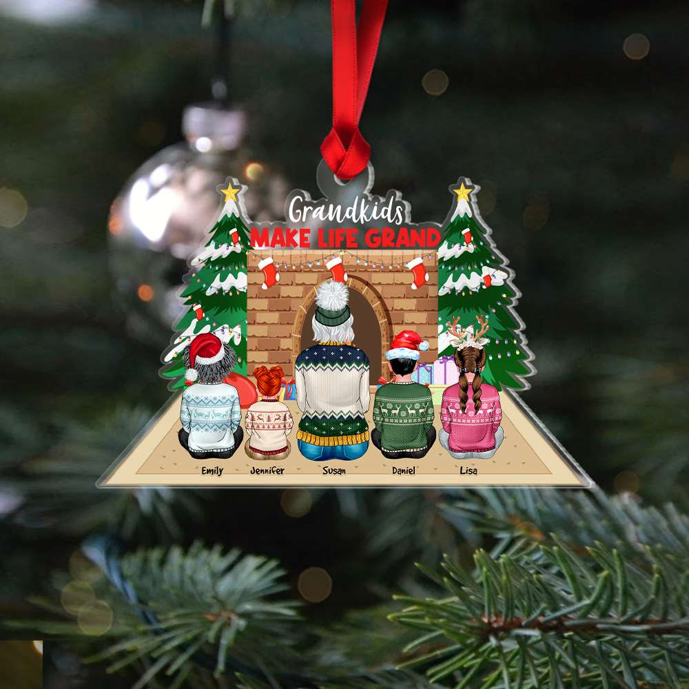 Grandkids Make Life Grand, Gift For Grandparents, Personalized Acrylic Ornament, Grandkids Ornament, Christmas Gift 05NAHN070923TM - Ornament - GoDuckee
