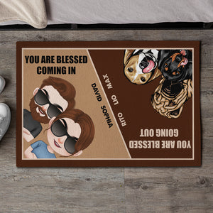 You Are Blessed Coming In, Personalized Doormat, Gift For Dog Couple - Doormat - GoDuckee