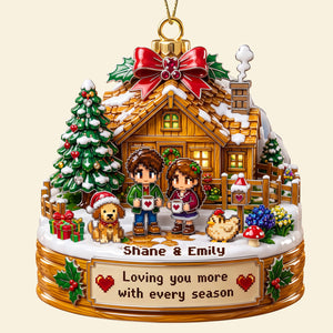 Pixel Farm Couple Acrylic Ornament - Custom Photo Christmas Gifts For Couple 04qhdt280826