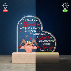 You Give Me A Boner I Love You Personalized 3D Led Light Gift For Couple - Led Night Light - GoDuckee