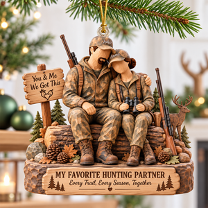 Hunting Partner Wood Effect Ornament - Personalized Gifts For Hunting Couple 02qhqn191026 - Ornament - GoDuckee