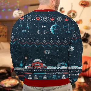 Till Death Star Do Us Part, Couple Gift, Personalized Knitted Ugly Sweater, Couple Kissing Sweater, Christmas Gift 04HUHN160923TM - AOP Products - GoDuckee