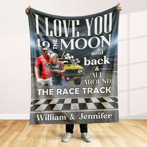 I Love You All Around The Race Track, Personalized Blanket, Couple Racing Gifts - Blanket - GoDuckee