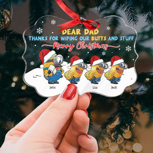 Dear Dad, Gift For Dad, Personalized Ornament, Wiping Butt Kid Ornament, Christmas Gift 01HTHN010923 - Ornament - GoDuckee