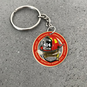 Gift For Firefighter, Personalized Keychain, Firefighter Hat Keychain - Keychains - GoDuckee