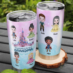 Happiness Is Being A Grandma, Personalized Tumbler, Prince And Princess Grandkids Tumbler 03NAHN050823HA - Tumbler Cup - GoDuckee