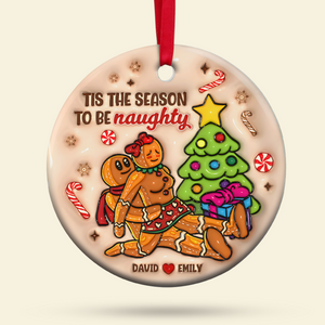 Personalized Gifts For Couple Gingerbread Naughty Ornament 01OHPU311024 - Ornament - GoDuckee