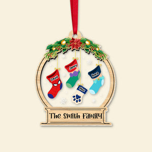 Christmas Family Socks 03NATN011123 Ornament, Personalized 2 Layer Mix Ornament, Christmas Gifts - Ornament - GoDuckee