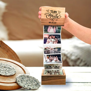 Happy Couple Moments, Personalized Wooden Photo Box, Valentines Gifts - Wooden Photo Box - GoDuckee