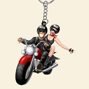 Motocycle Couple Personalized Keychain Biker Couple Gift - Keychains - GoDuckee