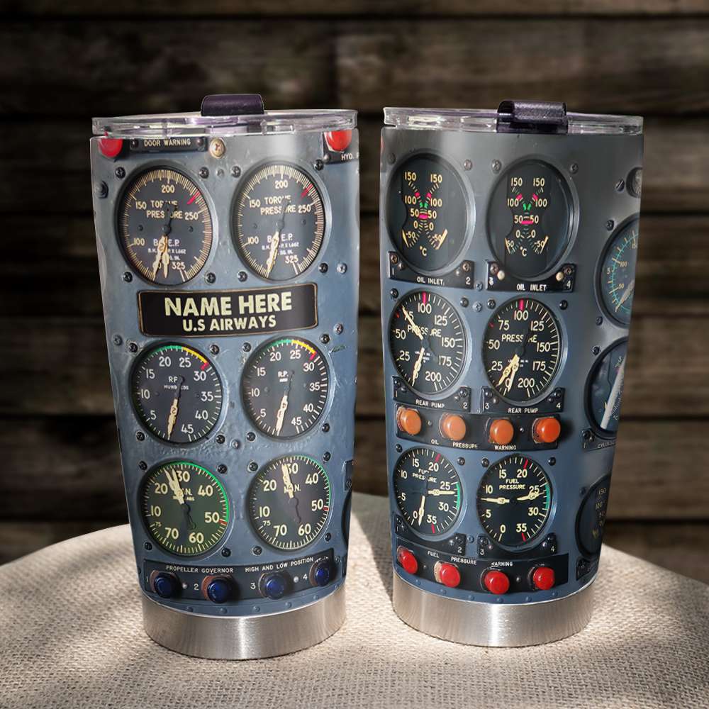 Flight Instruments Panel Tumbler Cup, Custom Name Pilot Tumbler Cup 03huhn1012-tt - Tumbler Cup - GoDuckee