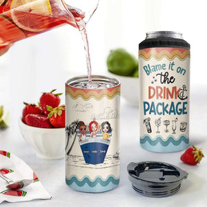 Blame It On The Drink Package, Gift For Friends, Personalized Can Cooler, Cruising Friends Can Cooler, Summer Gift - Can Cooler - GoDuckee