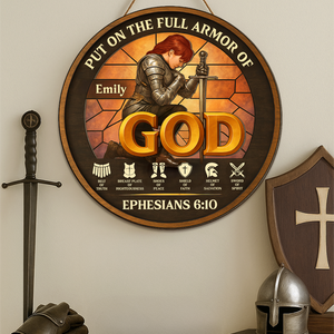 Personalized Woman Warrior of God Put On The Full Armor Of God Ephesians 6-10 01hupu060625 - Wood Sign - GoDuckee