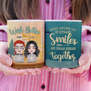 Work Besties, Gift For Coworkers, Personalized Mug, Funny Coworker Friends Mug 01DNHN220623HH - Coffee Mug - GoDuckee