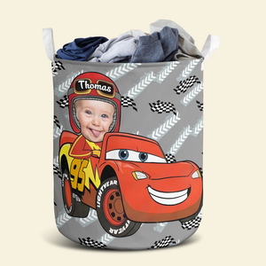 Personalized Custom Photo Gifts For Kids Driving Car Laundry Basket 02KAPU031224 - Laundry Basket - GoDuckee