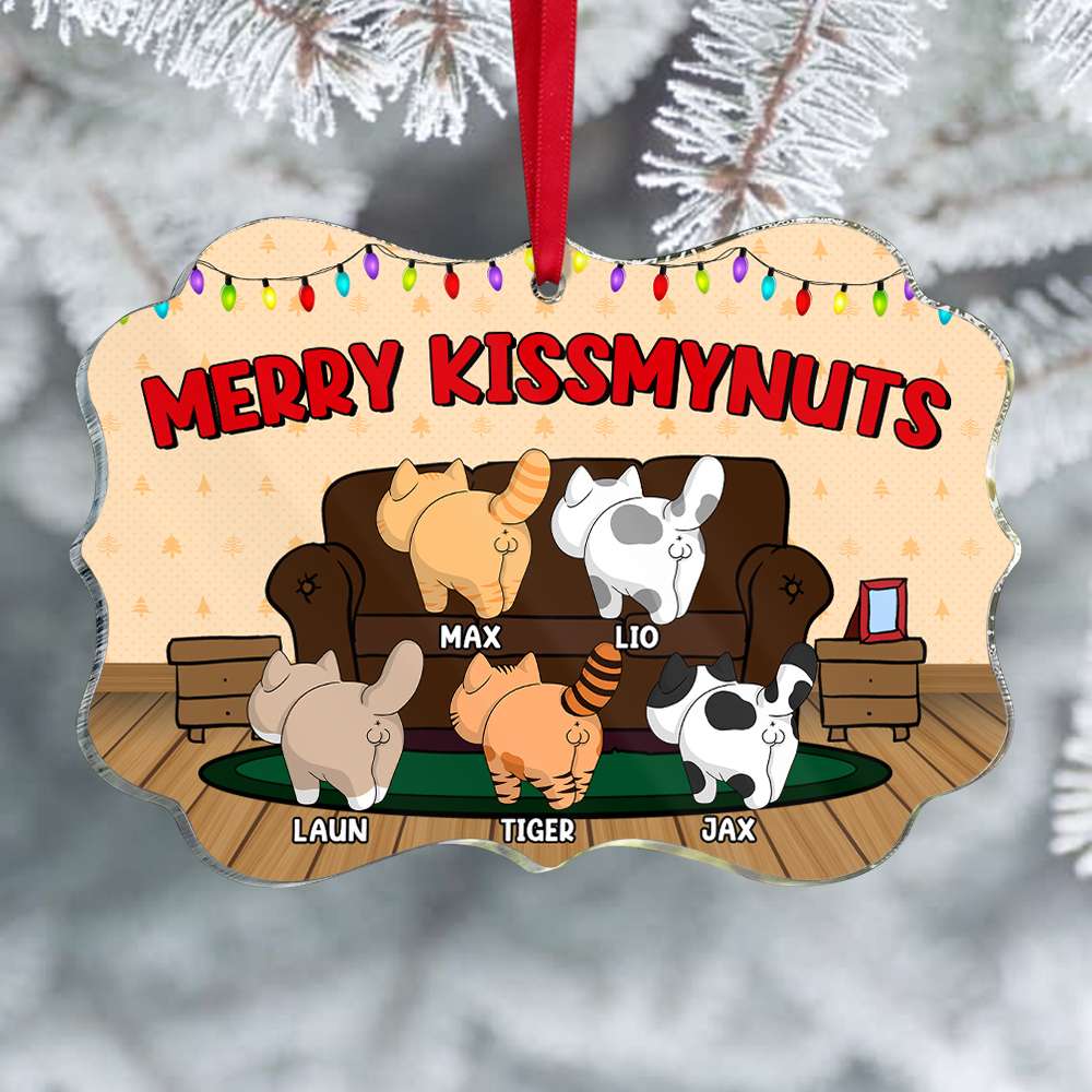 Merry Kissmynuts, Personalized Ornament, Gifts For Cat Lover - Ornament - GoDuckee