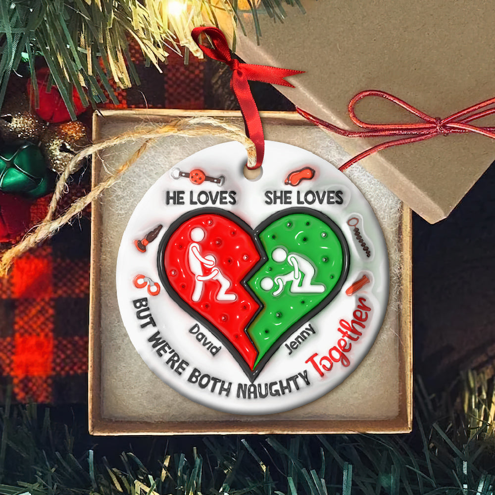 Personalized Gifts For Naughty Couple Ceramic Ornament 02ohtn161024 - Ornament - GoDuckee