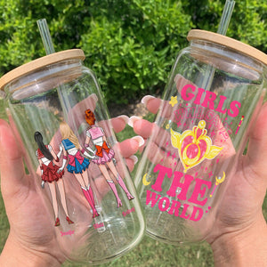 Personalized Gifts For Friends Glass Can Girls Will Save The World 06ACDT170224HH - Drinkware - GoDuckee