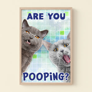 Custom Photo Gifts For Cat Lovers Canvas Print 02hupu050824 Funny Cats Bathroom Art - Poster & Canvas - GoDuckee